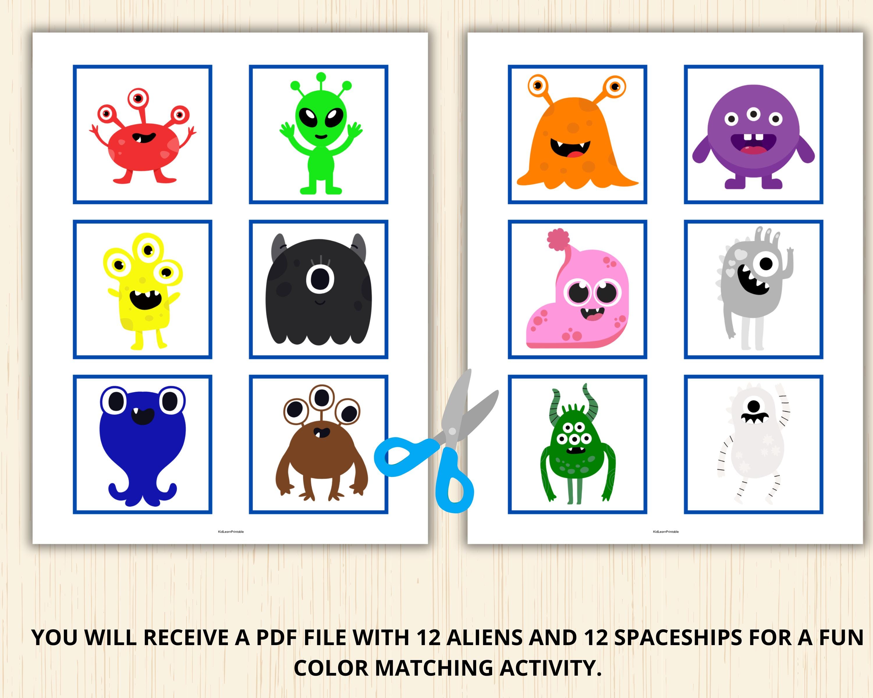 Aliens Color Matching,space Busy Book,space Unit Study,color Match Game ...