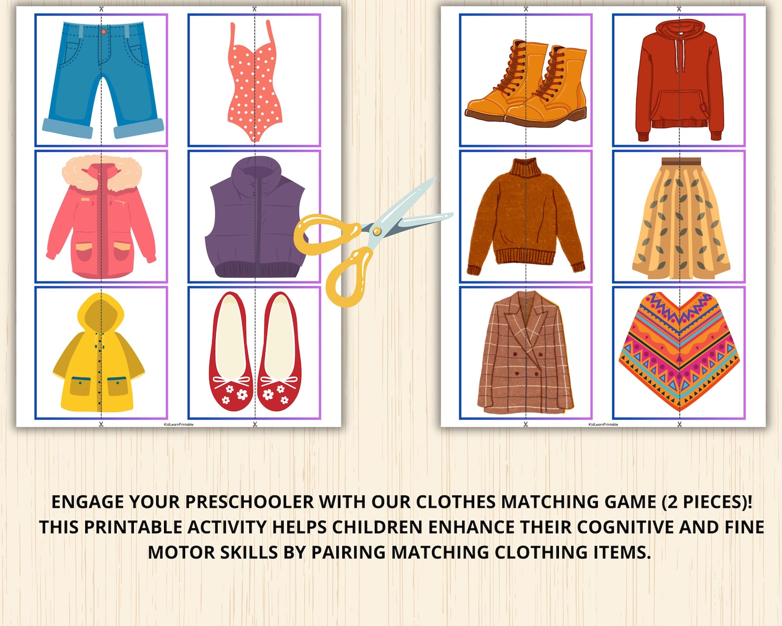 Clothes Matching Game,clothing Activity for Kids,montessori Clothes ...