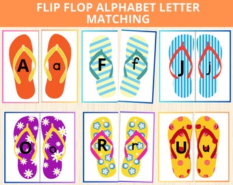 Flip Flop Alphabet Matching cards,summer letter match,Letter Recognition,Summer activity,summer montessori,preschool letter,prek,lowercase