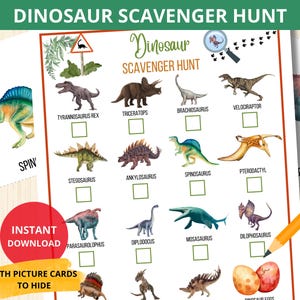 Dinosaur Scavenger Hunt,Dinosaur Treasure Hunt,dinosaur activities,Dinosaur Classroom,Dinosaur Party Games,animals scavenger game,dino prek
