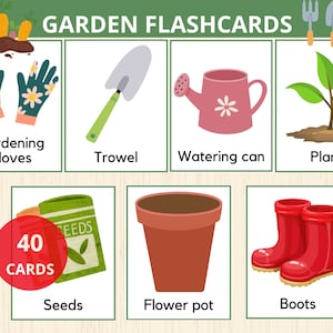 Montessori Garden Cards, Przedszkole do druku, Garden Flashcards, Przedszkole, Przedszkole, Edukacja domowa, Wiosenny ogród Flashcards, Aktywność w naturze