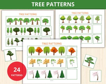 Tree Patterns,what comes next,tree preschool activity,tree montessori,tree unit study,nature preschool,earth day activity,Preschool Pattern