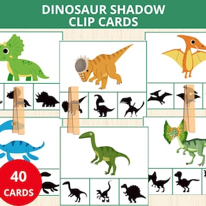 Juego de sombras de dinosaurios, juego de sombras de dinosaurios, actividad de dinosaurios para niños, rompecabezas de dinosaurios, tarjetas con sombras de dinosaurios, juego montessori de dinosaurios