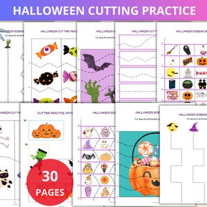 Halloween Schneideübungen,Halloween Schere Fähigkeiten,Halloween Vorschule Arbeitsblätter,Halloween Schnittlinien,Halloween Vorschule,Schneidestreifen