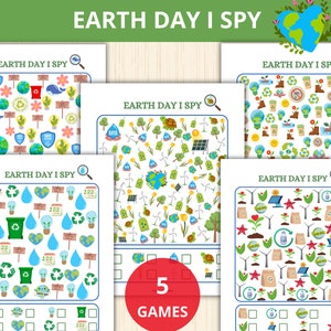 Puede incluir: Cinco juegos imprimibles de « Encuentra la diferencia » para el Día de la Tierra. Cada juego presenta una ilustración colorida con una variedad de temas ambientales, como el reciclaje, los aerogeneradores y las bombillas. Los juegos están diseñados para que los niños encuentren objetos ocultos dentro de las ilustraciones.