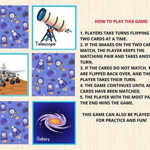 Space Memory Game,outer Space Matching Game,solar System Activity,space ...
