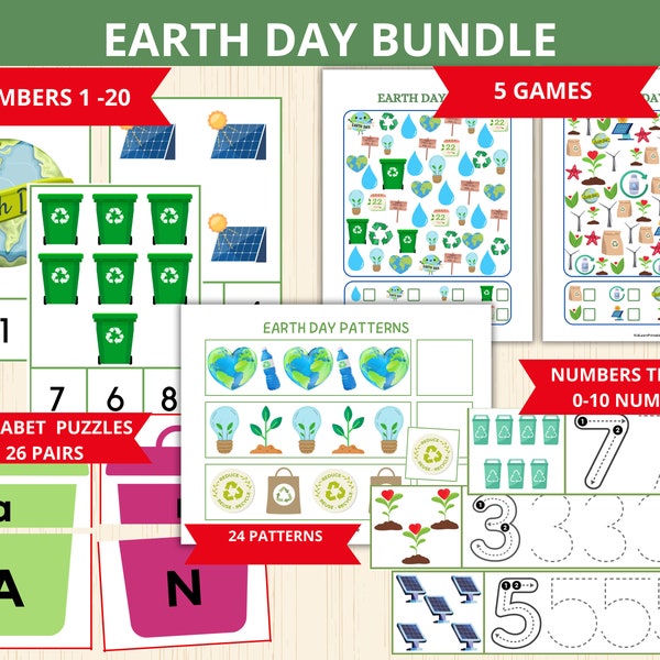 Earth day Bundle, Preschool Busy Book,spring busy bin,Earth Day Printable,earth day worksheet,spring Worksheets,earth day activity pack