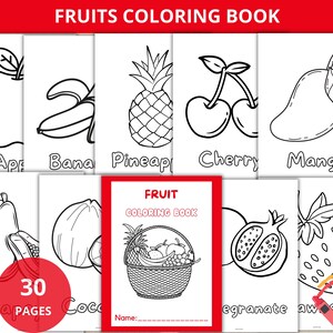 Fruits Coloring Pages,Fruit Coloring Book,Fruit Coloring Worksheet,coloring fruit for kids,easy coloring pages,fruits unit study,fruit busy book
