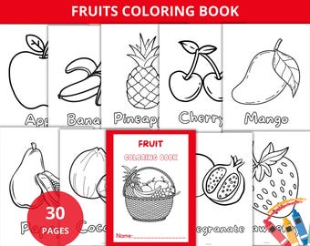 Fruit Coloring Pages,Fruit Coloring Book,Fruit Coloring Worksheet,coloring fruit kids,easy coloring pages,fruits unit study,fruit busy book