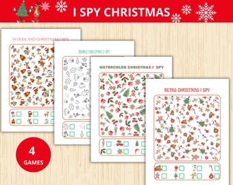 Christmas I Spy Activity,Kids Christmas Activity,Xmas Worksheets,I Spy for Kids,Seek and Find,Look and Find,Counting Activity,Christmas prek