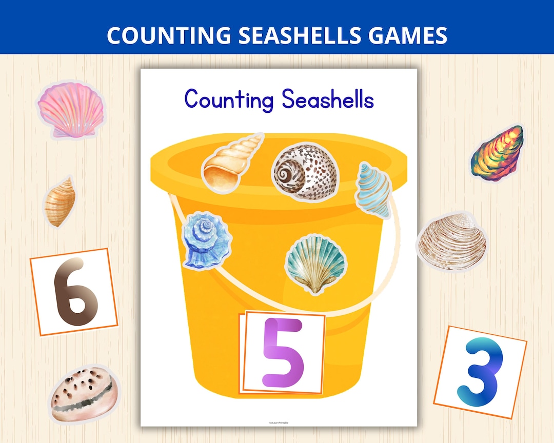 Seashell Hidden Math Counting Seashells Game,ocean Counting Activity,kindergarten Math Game ...