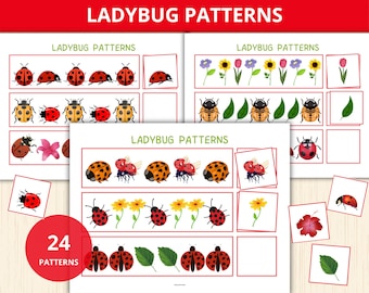 ladybug Patterns,what comes next,preschool pattern activity,sequencing game,ladybug unit study,early math prek,insect learning,bug busy book