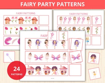 fairy party Patterns,what comes next,preschool pattern games,fairy activity kinder,fairy birthday party,sequencing game,early math activity