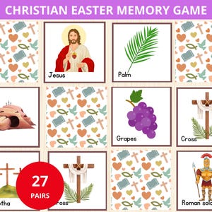 Juego de memoria de la historia de Pascua, juego de memoria de Pascua, tarjetas didácticas de Pascua cristiana, juego de memoria de resurrección, tarjetas de vocabulario de Pascua, búsqueda de historias de Pascua