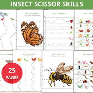 spring Cutting Practice,insect Scissor Strips, Scissor Skills Practice, Cutting Lines,insect Themed, Fine Motor Skills,bug Preschool Centers