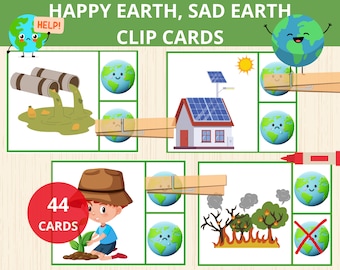 Earth Day Preschool Activity,Happy Earth,Sad Earth,earth day Busy Book,Earth day Activity,Planet ,Recycle Reduce Reuse Activity,Environment