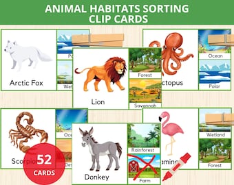 Animals Habitat Sorting,Habitat Sorting Mats,Animal Habitat Matching Activity,Montessori Animal,Habitat Match,Farm Animal activity,Preschool