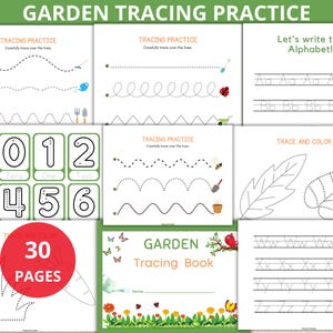 Garden Tracing Practice,spring Tracing Strips,lines tracing Worksheets,handwriting practice,Fine Motor Skill,Pre-Writing,spring busy book