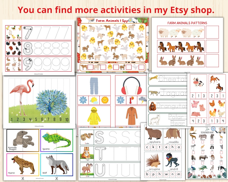 Zoo Animal Alphabet Cards,animals Flashcards,animals Montessori,safari ...