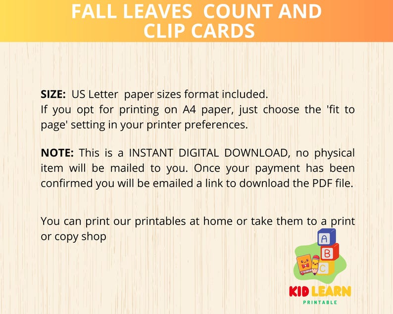 Leaf Math Activity,autumn Count and Clip Card,montessori Fall,autumn ...