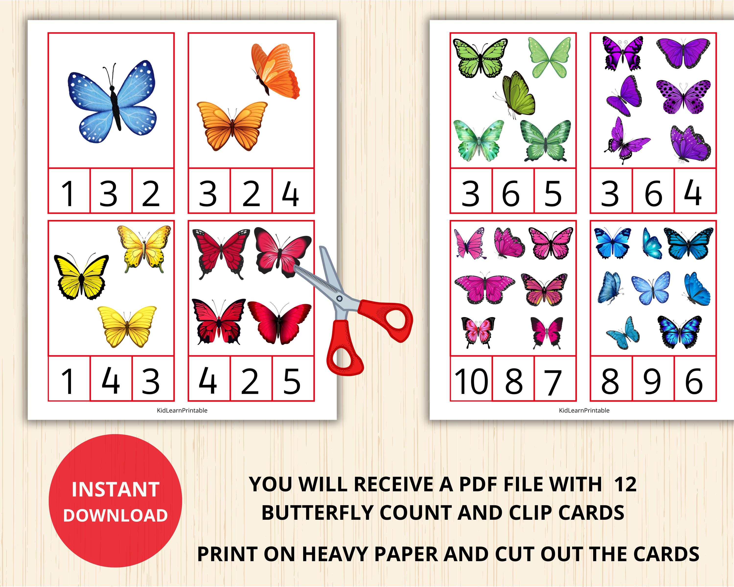 Butterfly Count and Clip Cards,spring Math Activity,numbers 1-10 ...