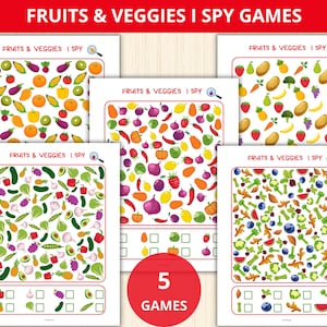Obst und Gemüse ich ausspionieren,Ich spioniere Obst und Gemüse aus,Suchen und Finden,Zählen Aktivität,Obst Montessori,Gemüse Vorschule,Obst Memory