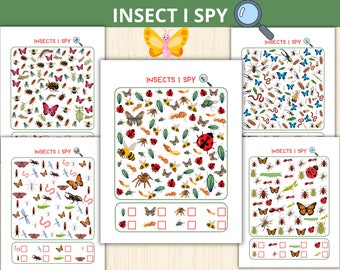 insect i spy,spring i spy,printable games,look and find,counting game,Insects preschool printable, Kindergarten, math activity,spring party
