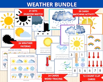 weather bundle,weather busy book,weather Unit Study,weather Preschool montessori,weather Activity,weather flashcards,season matching game