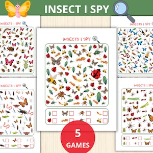 insect i spy,spring i spy,printable games,look and find,counting game,Insects preschool printable, Kindergarten, math activity,spring party