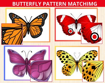 Butterfly Wing Match,Butterfly Pattern Matching Card,butterfly unit study,butterfly preschool activity,insect sort and match,bug Kindergarte