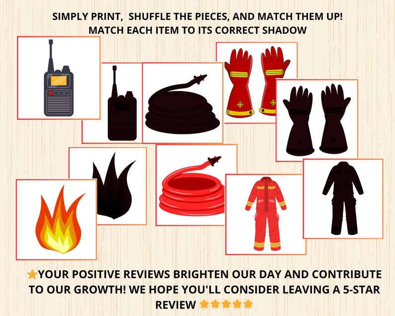 Firefighter Shadow Matching,firefighter Party Game,firefighter ...