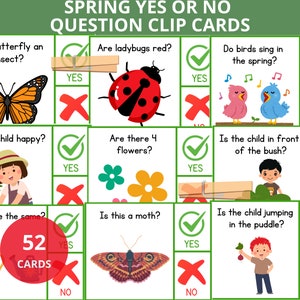 spring question card,yes or no question,spring activities,spring task cards,spring clip cards, early education,comprehension,literacy center