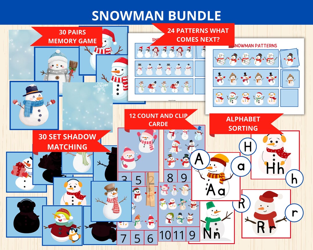 Winter Learning Pack Snowman Bundle,snowman Activities,winter Activity Pack,winter ...