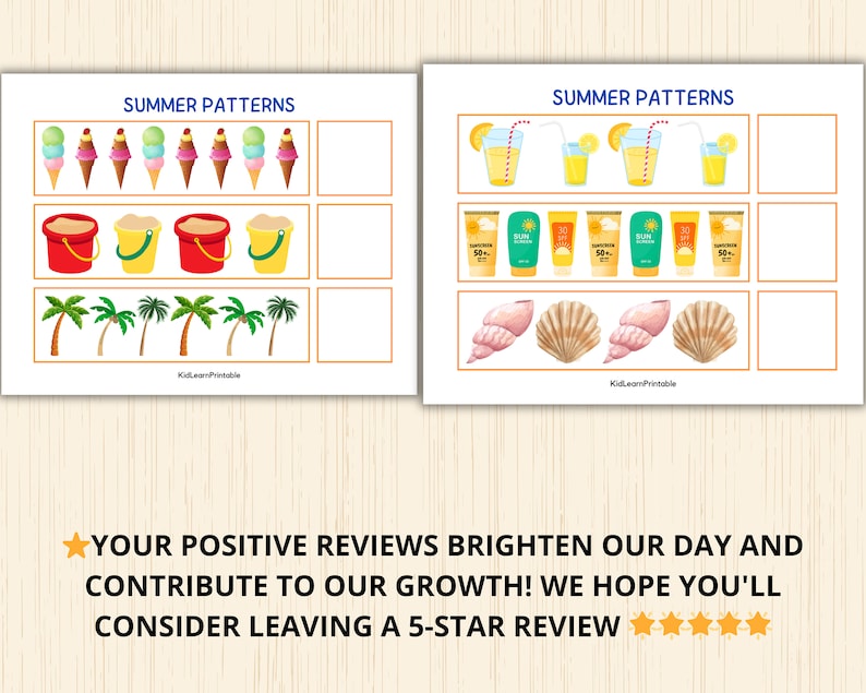 Summer Patterns, Summer Activity,cut and Paste Patterns,preschool ...