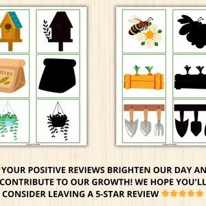 Garden Shadow Matching Cards,garden Flashcards, Spring Activity ...