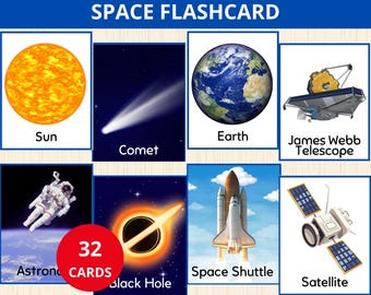 Space Flashcard,Planets Flashcards,Solar System Flash cards,space Montessori Cards,outer space cards,Solar System Unit Study,space busy book