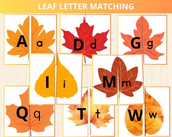 leaf letter matching Puzzle,fall puzzle Pairs,fall alphabet match,Matching Cards,leaves matching game,Fall ABCs Activity,Match Puzzles,prek