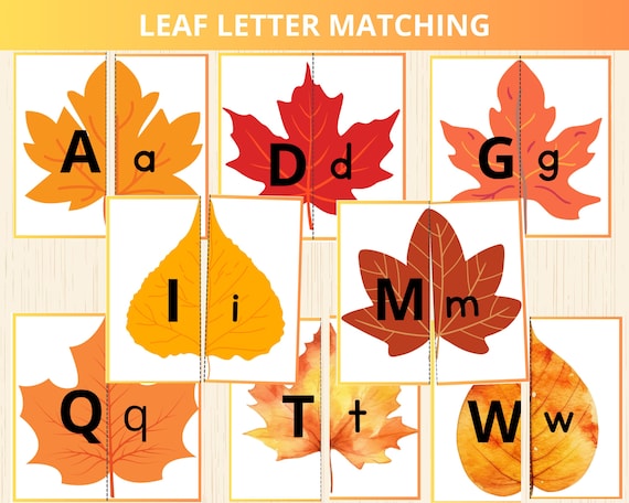 leaf letter matching Puzzle,fall puzzle Pairs,fall alphabet match,Matching Cards,leaves matching game,Fall ABCs Activity,Match Puzzles,prek