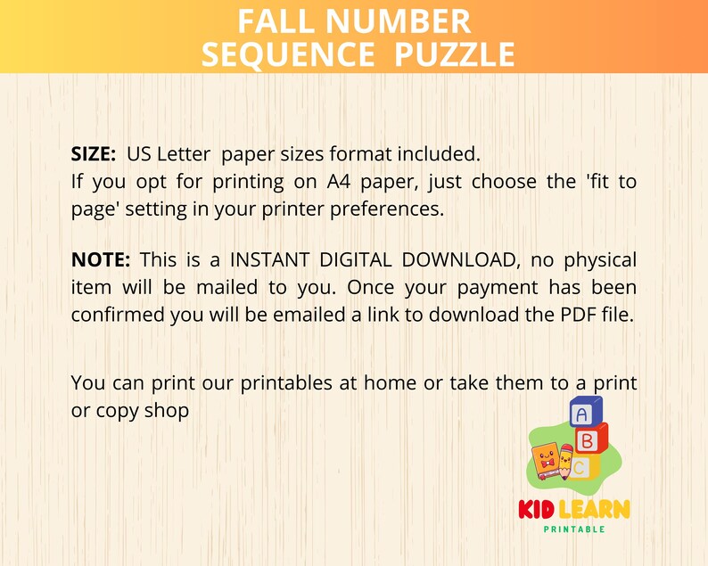 May include: Printable fall number sequence puzzle for kids. The puzzle features a colorful illustration of a pumpkin, a ghost, and a witch. The text "FALL NUMBER SEQUENCE PUZZLE" is at the top of the image. The text "KID LEARN PRINTABLE" is at the bottom of the image.
