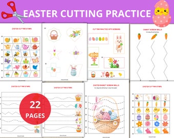 easter Cutting Practice,easter Scissor Strips,Scissor Skills Practice,Cutting Lines,easter Themed,Fine Motor Skills,cut with scissors,prek