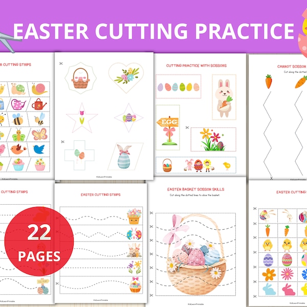 easter Cutting Practice,easter Scissor Strips,Scissor Skills Practice,Cutting Lines,easter Themed,Fine Motor Skills,cut with scissors,prek