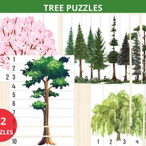 Puzzle arbre enfants, puzzle en bois d'automne montessori, casse-têtes de séquence de nombres d'automne, préscolaire de printemps, puzzle de séquence de nombres, mathématiques de l'école maternelle, mathématiques primaires