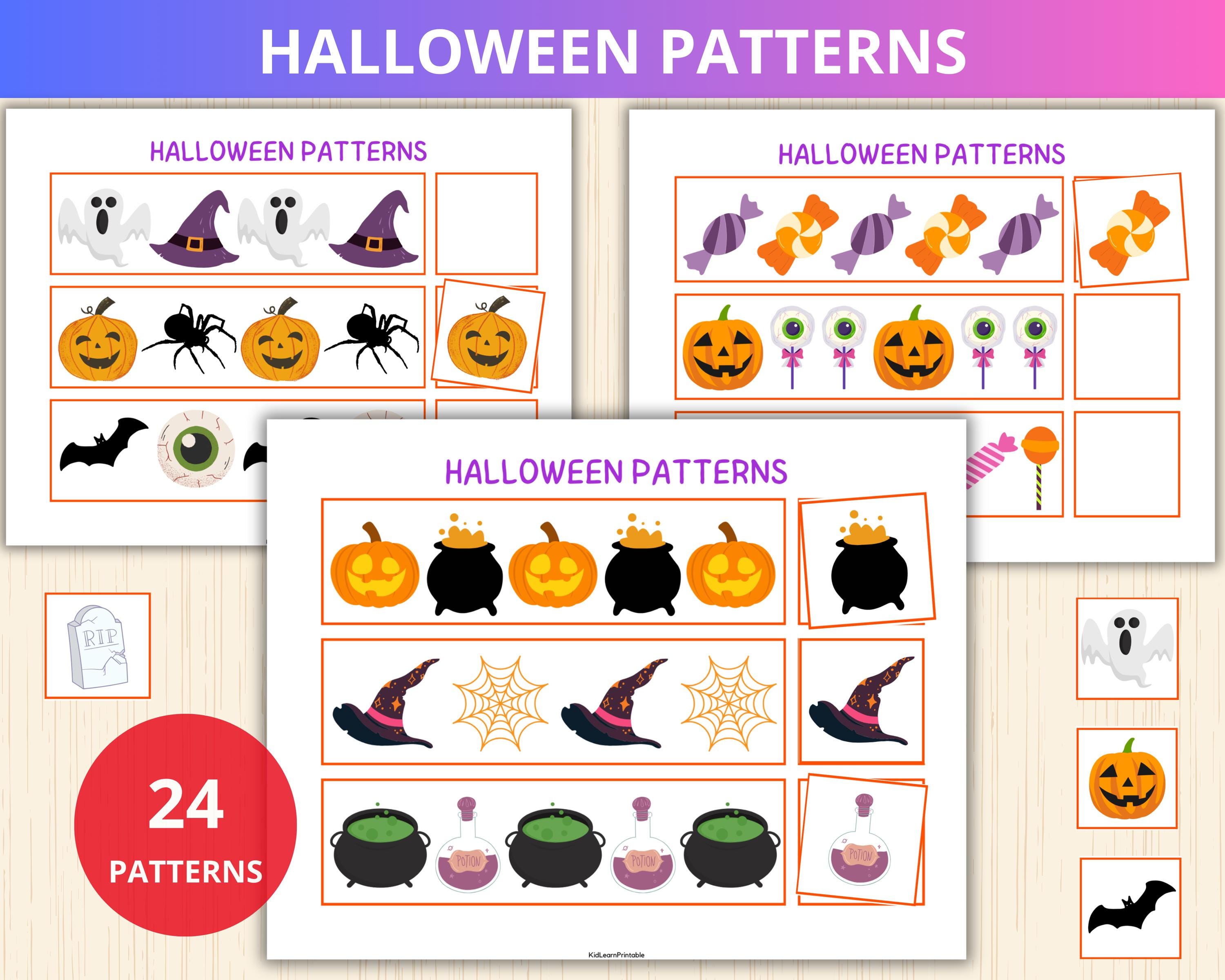 Halloween Patterns,halloween Montessori,pattern Worksheet,homeschool ...