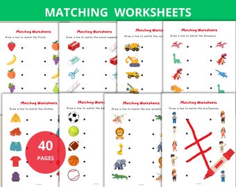 Matching Worksheets,Match the Picture,Learning Activities,Matching Game,Busy Book Print,Homeschool,Educational Pages,visual discrimination