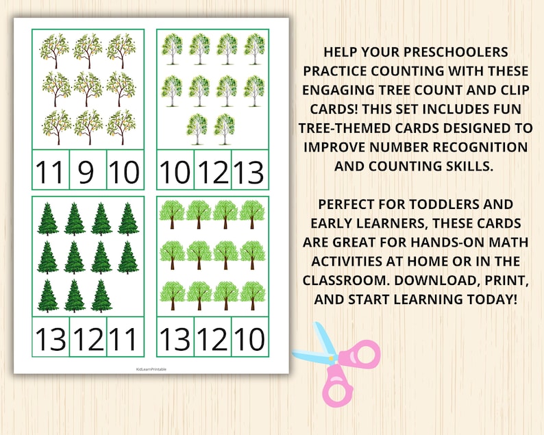 Tree Count and Clip Cards,spring Counting Cards,tree Math Activity,tree ...