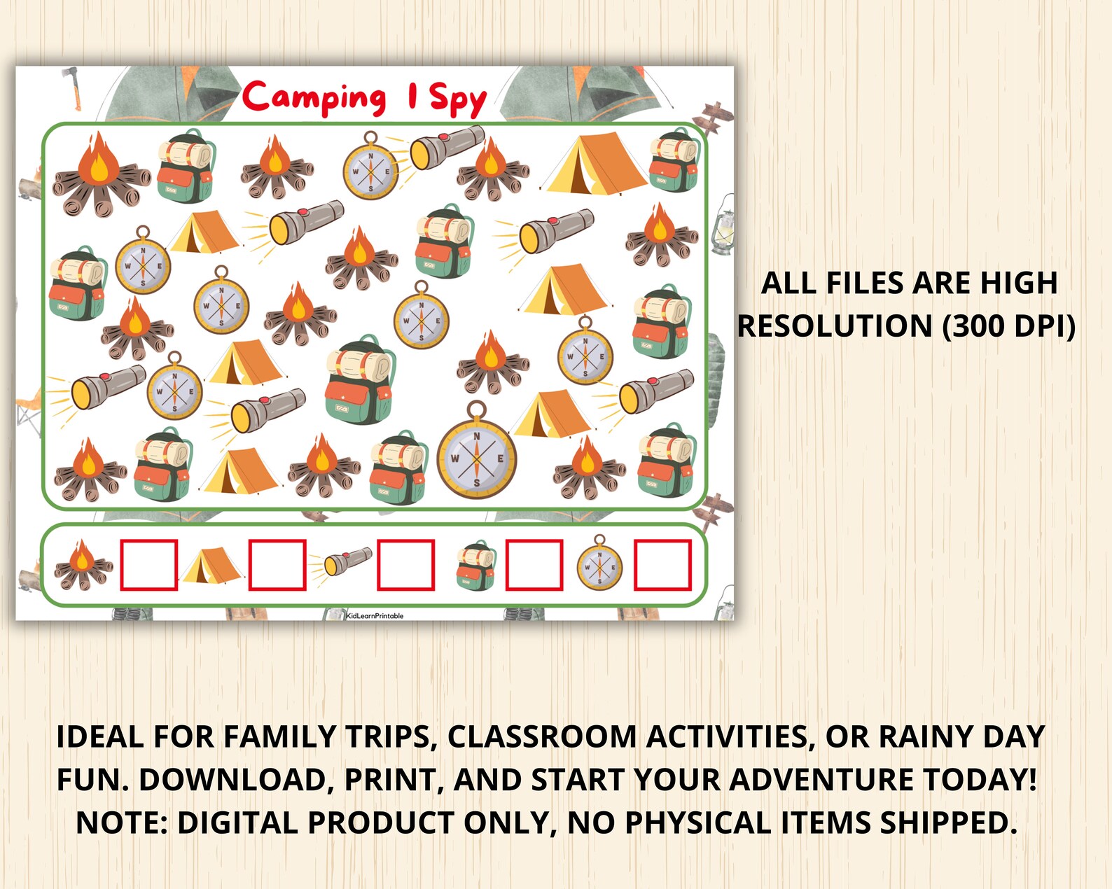 Camping I Spy Counting Activity,look and Find,summer I Spy,camping Busy ...