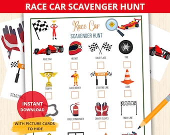 race Car Scavenger Hunt,Race car birthday party,Race car activity,race car treasure hunt,transportation game,car party game,indoor car game