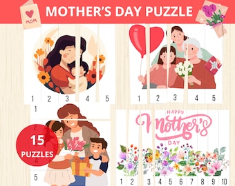 Mother's Day preschool,mother's day puzzle,number sequence,number sequencing,puzzles 1-10,puzzle for preschool, Mother and baby activity.
