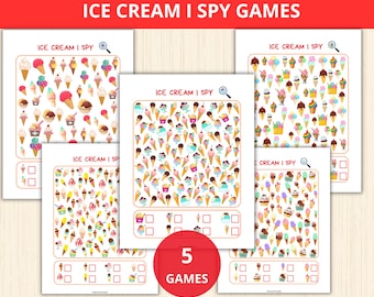 Ice Cream I Spy, ijsactiviteit, zomer, voorschoolse activiteiten, zomerse voorschoolse activiteiten, i spy-werkbladen, ijslolly, zoeken en vinden, kijken en vinden