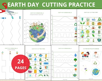 Práctica de tijeras para el Día de la Tierra: Tiras de corte de primavera (PDF)